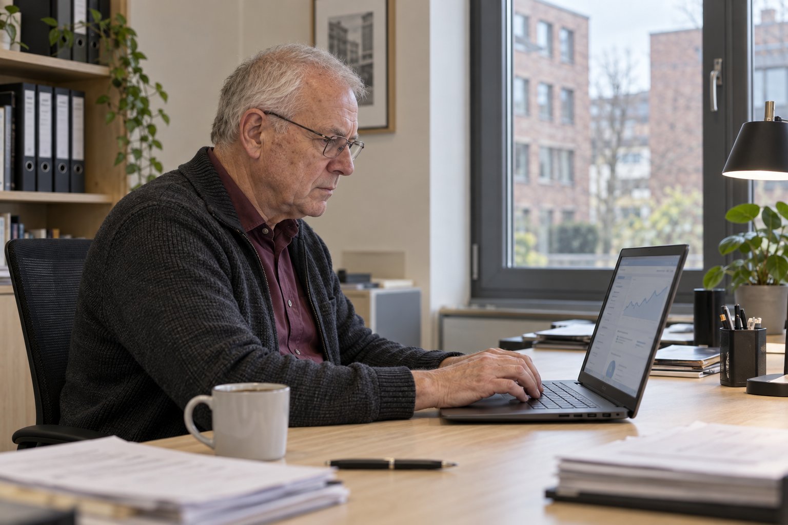 Testnutzer Thomas K. an seinem Arbeitsplatz